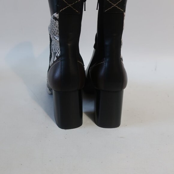 Womens See By Chloe "Tyra Patchwork" Black, Brown Suede Leather Midi Boots 39/9 - Picture 7 of 11